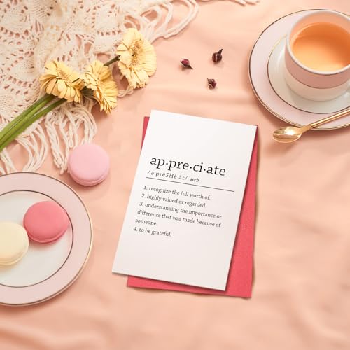 Ogeby Appreciate Definition Card for Man Woman, Funny Thank You Card for Teacher Boss Friend Family, Gratitude Gift, Words Aren't Enough To Express How Much We Appreciate You - color: #622