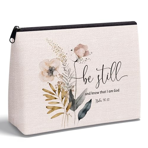 Christian Zipper Makeup Bag with Bible Verses Psalm 46:10 - color: Christian