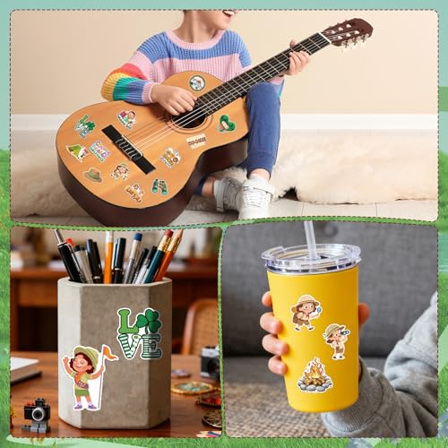 Cute Girl Camping Stickers -100 Pcs Cartoon Girl Stickers, Travel Vinyl Waterproof Decals for Scrapbook Water Bottle Skateboard Laptop Journal, Party Favor Decor Supplies - style: Girl Camping