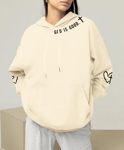 FAYALEQ Christian Sweatshirt For Women God Is Good Hoodies Graphic Tops - color: Beige, size: Large