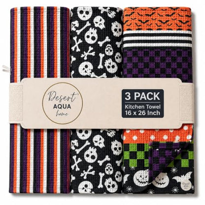 Kitchen Towels, Dish Towels for Kitchen, 3 Pc Kitchen Towel Set - color: Halloween Multi