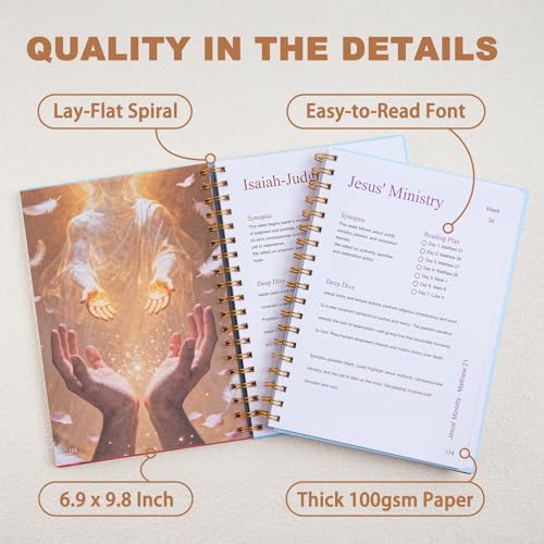 A Journey Through Scripture — A 52-Week Bible Study & Daily Reading Plan, Spiritual Companion & Journal for Women & Teens, Christian Gifts and Bible Study Supplies, Hardcover Spiral-Bound Book(6.9" x 9.8")Paper Notebooks