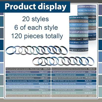 Estune 120 Pcs Bible Verse Bracelets Christian Wristbands, Blue Color - color: Blue Color