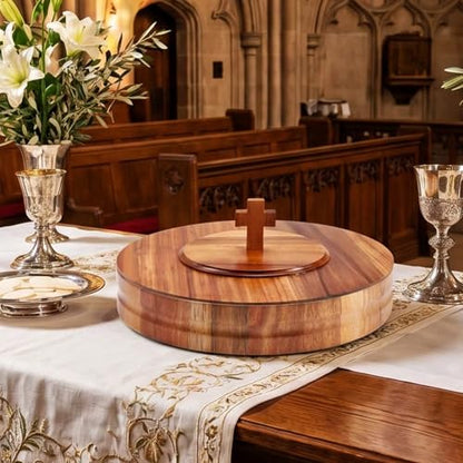Zhehao 1 Set Wood Communion Tray Set for Church Holy Serving Tray with Lid Elegant 40 Cup Holders and 100 Disposable Communion Cups for Worship Service(Acacia Wood Style) - style: Acacia Wood Style
