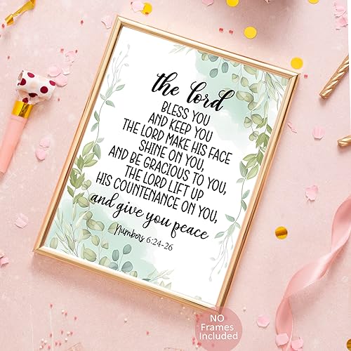 MTL HOE Scripture Wall Art Christian Wall art Poster- Eucalyptus Bible Verse Wall Art Set of 6 (8x10) Christian Wall Decor - Positive Quotes Bible Scripture Wall Art, Christian Art Prints Wall Decor