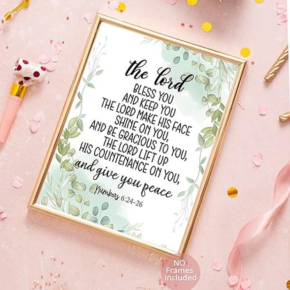 MTL HOE Scripture Wall Art Christian Wall art Poster- Eucalyptus Bible Verse Wall Art Set of 6 (8x10) Christian Wall Decor - Positive Quotes Bible Scripture Wall Art, Christian Art Prints Wall Decor