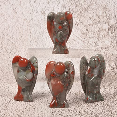 Justinstones Carved African Bloodstone Gemstone Peace Angel Pocket Guardian AngelHealing Statue 2 inch - color: African Bloodstone