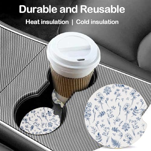 Ceramic Car Coasters – Absorbent Car Cup Holder Coaster Set for Women, Cute Aesthetic Car Accessories for Girls, 2 Pack (Dark Blue) - color: Dark Blue