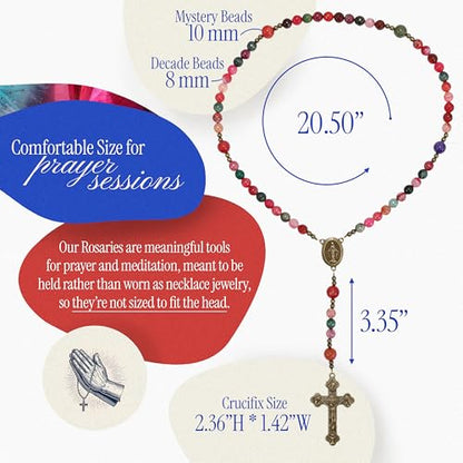 Handmade Catholic Rosary Beads - color: Agates - Multicolor
