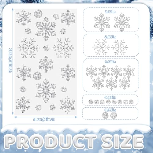 Epakh 84 Pcs Silver Snowflake Stickers Glitter Bling Rhinestone Sticker - color: Silver, size: Snowflake Diamond