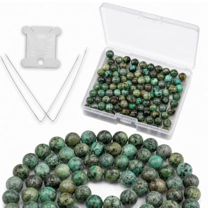 Cherry Tree Collection 100PCS 6mm African Turquoise Round Bead Craft Kit - color: african turquoise, size: 6mm