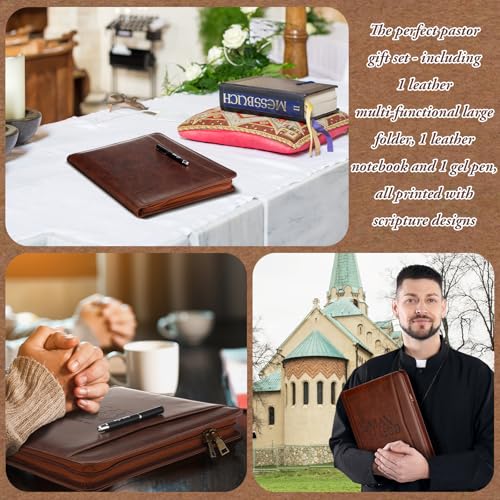 Fuyoooo 3 Pcs Man of God Gifts for Men, Leather Portfolio Notebook Pen Set - style: Man of God