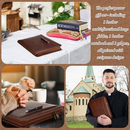 Fuyoooo 3 Pcs Man of God Gifts for Men, Leather Portfolio Notebook Pen Set - style: Man of God