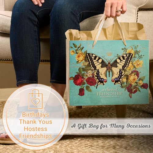 Christian Art Gifts Large Gift Bag with Card & Tissue Paper, Proverbs 27:9 - color: Friendship/Teal, style: Large Landscape