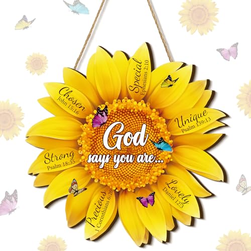 Panelee Christain Sunflower Wooden Hanging Decor for Kitchen Door - style: Sunflower