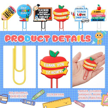 6 Pcs Cute Teacher Paper Clips Bookmarks for Teacher Appreciation Gifts - style: Teacher Classic
