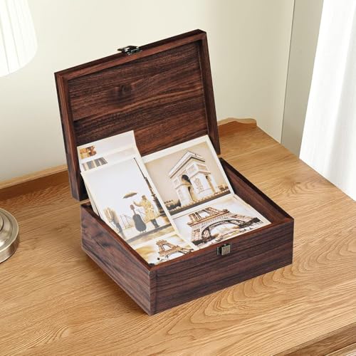 EXISTING Memory Box for Keepsakes, Floral Heart Laser Cut Wood Keepsake Box - color: Black brown