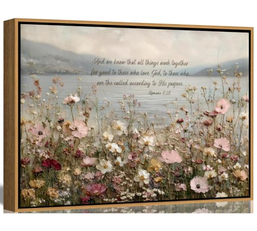 Framed Christian Wildflower Canvas Wall Art 9x11 Inch - color: Floral, size: 10"L x 8"W