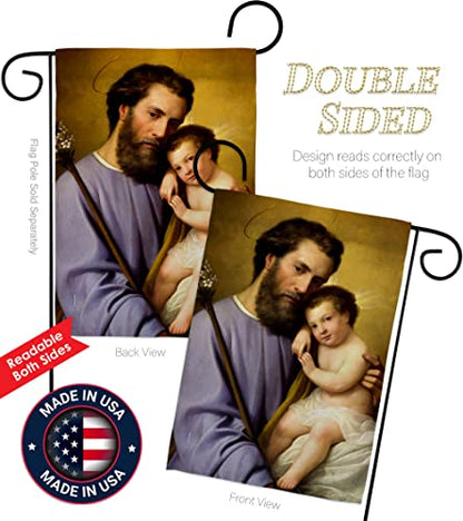 St. Joseph And Infant Jesus Flag Religious Tapestry Faith Hope Grace Religion House Wall Poster ReligionHome Decor Easter Decoration Garden Banner Small Holy Week Grave Yard Sign Christian Gifts Made In USA