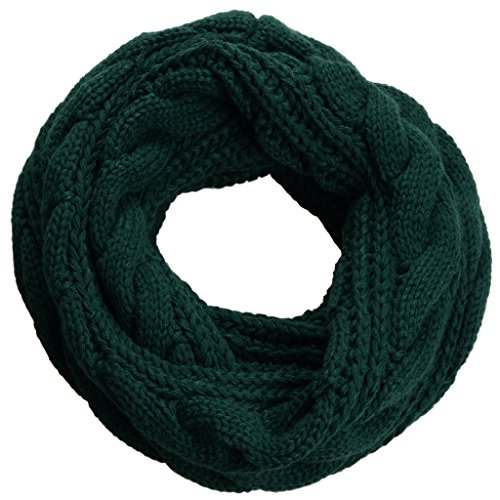 NEOSAN Womens Thick Ribbed Knit Winter Infinity Circle Loop Scarf - color: Twist Dark Green