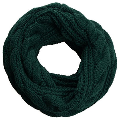 NEOSAN Womens Thick Ribbed Knit Winter Infinity Circle Loop Scarf - color: Twist Dark Green