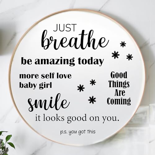 Motivational Mirror Decals - Set of 6 Black Vinyl Quotes Be Amazing Today, Smile It Looks Good On You, Just Breathe, Good Things are Coming - Bathroom Mirror Sticker - color: Black Motivational