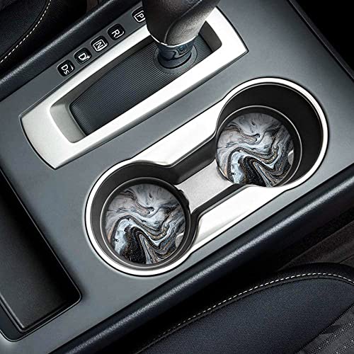 Britimes Car Coasters for Drinks, 2 Pack Ceramic Stone 2.56" Grey - color: Black White