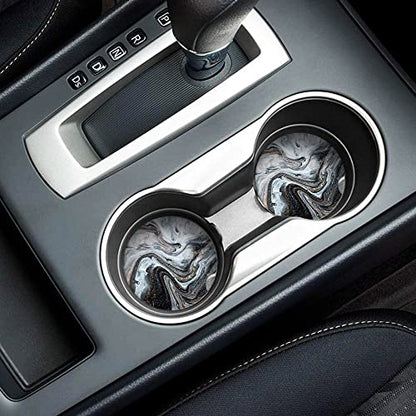 Britimes Car Coasters for Drinks, 2 Pack Ceramic Stone 2.56" Grey - color: Black White