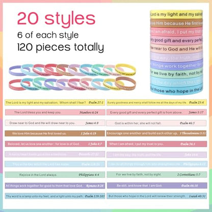 Estune 120 Pcs Bible Verse Bracelets Christian Wristbands, Macaroon Color - color: Macaroon Color