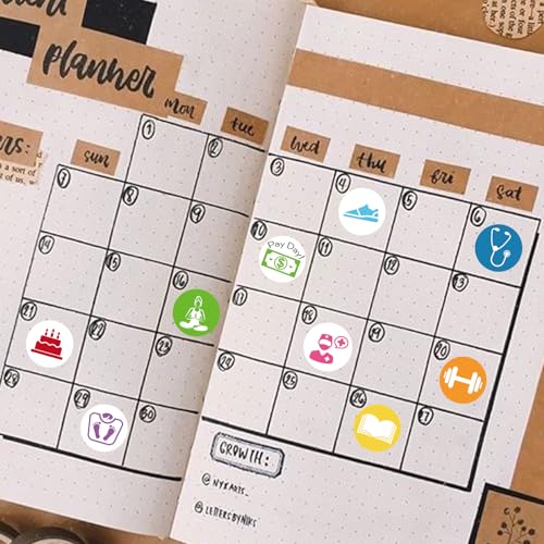 900 Pcs Colorful Calendar and Planner Stickers, Mini Daily Reminder Labels, 0.5 Inch, for Journal, Scrapbook, Fitness, Birthday, Reading,Appointments