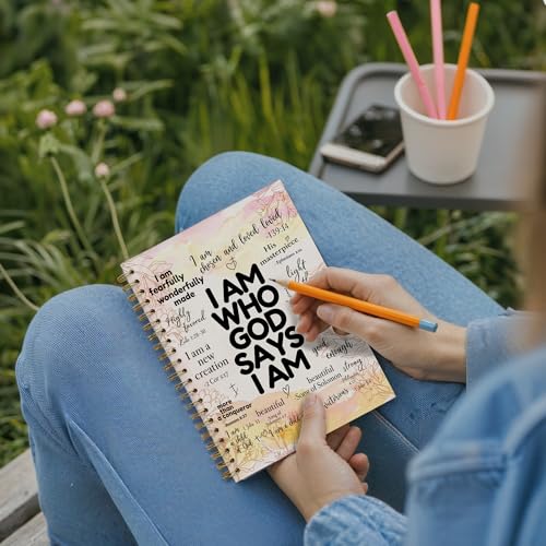 Inspirational Christian Spiral Notebook Journal, Christian Gifts for Women Faith, God Says I Am Bible Verse Notebook Journal for School Office Supplies, 5.5 x 8.3 Inch - color: 17Child