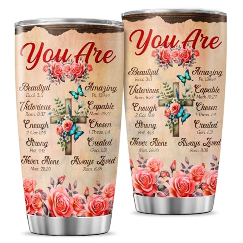 Christian Gifts for Women with Bible Verse Design, 20oz Insulated Stainless Steel Tumbler for Mom Sister Friend, Spiritual Faith Inspirational Travel Mug for Birthday - color: Christian Women