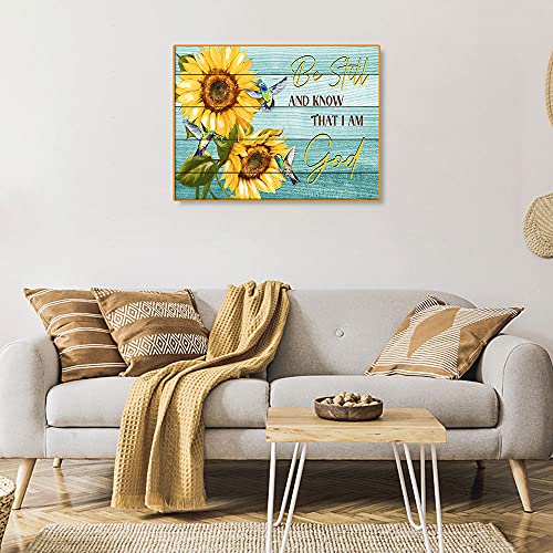 Bysincy 5D DIY Diamond Painting Kits for Adults Sunflower 12x16inch,Round Full Drill Resin Beads Diamond Art Dots Craft Set,Be Still and Know that I Am God - color: Sunflower