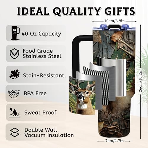 Hunter Gifts for Men Dad, 40oz Tumbler with Handle - color: Hunting