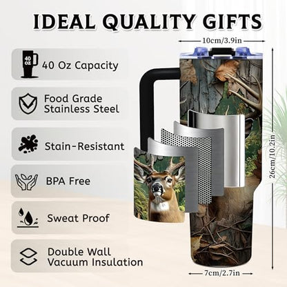 Hunter Gifts for Men Dad, 40oz Tumbler with Handle - color: Hunting