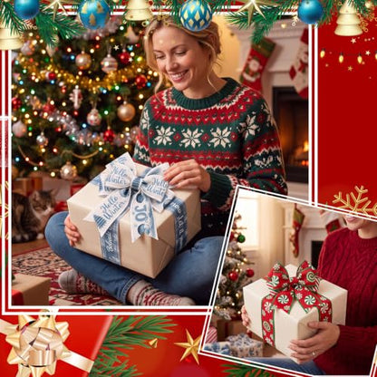 12 Rolls 60 Yards Christmas Winter Wired Ribbons for Wreath Bow - style: Christmas