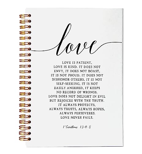 VNWEK Bible Scripture 1 Corinthians 13:4-8 Love Never Fails Spiral Notebook Journal 5.5 x 8.3 inches,Christian Lined Hardcover Spiral Notebook,Inspirational Christian Gifts for Women Men Faith Teens - color: 4-XZ-bible-notebook