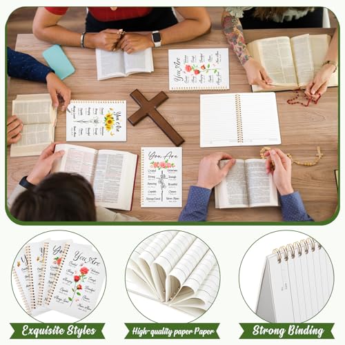 Resurhang 4 Pcs Christian Spiral Notebooks Spiral Bible Verse Notebooks Religious Journals for Women Christian Notepads Mother's Day Journal Religious Inspirational Notepads for Office Supplies - color: White, Pink, Yellow, Black