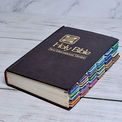 Bible Index Tabs New & Old Testament Tabs Matte Laminated Floral Design, Bible Journaling Supplies - 122 Pcs (Solid Color) - color: Solid Color