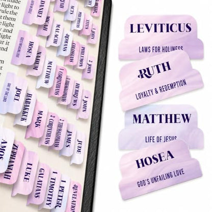 90 Christian Bible Tabs for Women & Men - Lavender Marble - color: Lavender Marble
