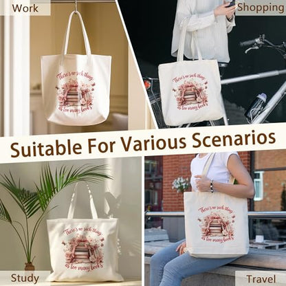 Tote Bag For Women Man, Reusable Work Shopping Grocery Shoulder Bags - style: There is No Such Thing as Too Many Books -01
