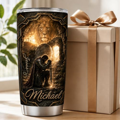 Personalized Christian Gifts For Men - A Child Of God Warrior Christ Man Of Faith Tumbler V5 - Faith Bible Religious For Dad, Husband, Grandpa on Fathers Day, Christmas, Birthday - color: CH-VAR-05