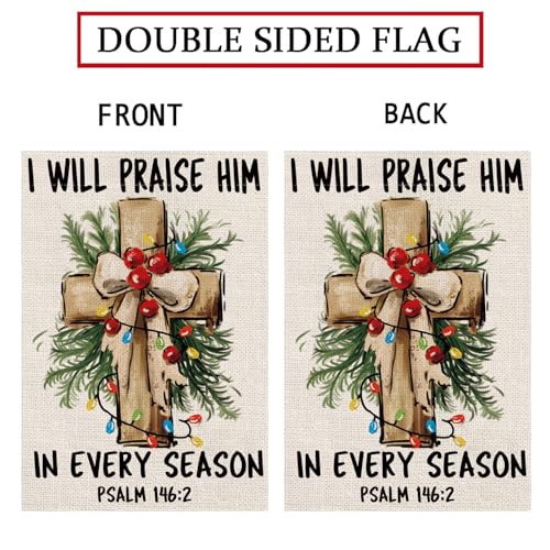 Christmas Garden Flag Christian Christmas Decorations Religious Nvtivity Flag Vertical Burlap Double Sided Yard Religious Cross Welcome Flag Seasonal Xmas for Festival Holiday Winter Decorations Gifts 12.5*18 Inch