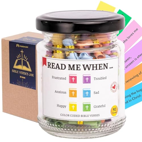 Bible Verse Jar, Christian Gifts for Women, Inspirational Scriptures for Women, Daughters, Bible Accessories, Father Day Gifts, Decorative Glass Inspirational Scripture Jar, Bible Jar
