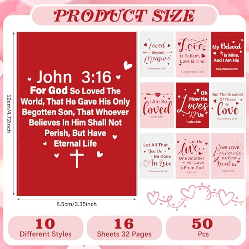 Gilprop 50 Pcs Christian Valentines Notebooks Jesus Bible Notepads Gifts Bulk Religious Scripture Prayer Inspirational Journals Gifts for Church Catholic Members Sunday School Friends(Valentine's Day) - style: Valentine's Day