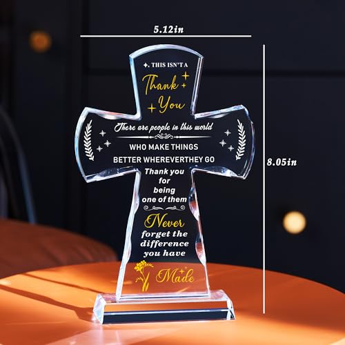 Ghtixsu Thank You Gifts for Women Men Engraved Crystal Cross Plaque - color: Thank You Gifts