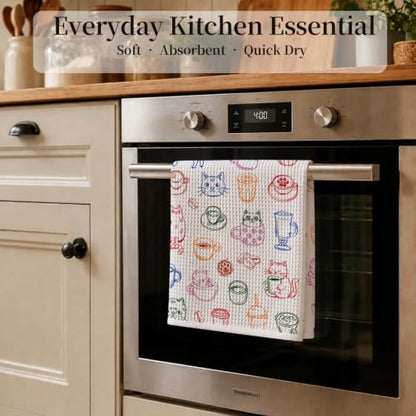 Cat Coffee Lover Kitchen Hand Towels 16x24 Inch - color: Cat Coffee