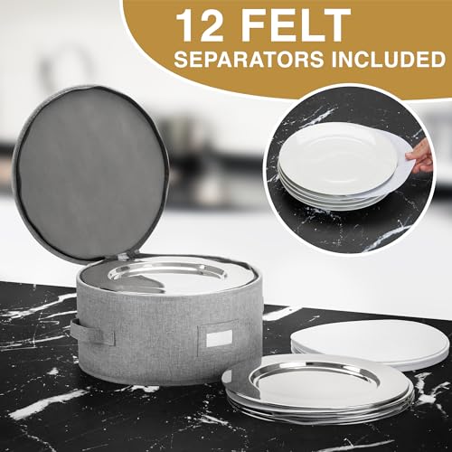 Stack Store Plus More China Storage Case for Salad Plate - 10" W x 6" H - Includes 12 Felt Dividers. Hard Shell and Stackable with Padded Interior - style: Salad Plate Case