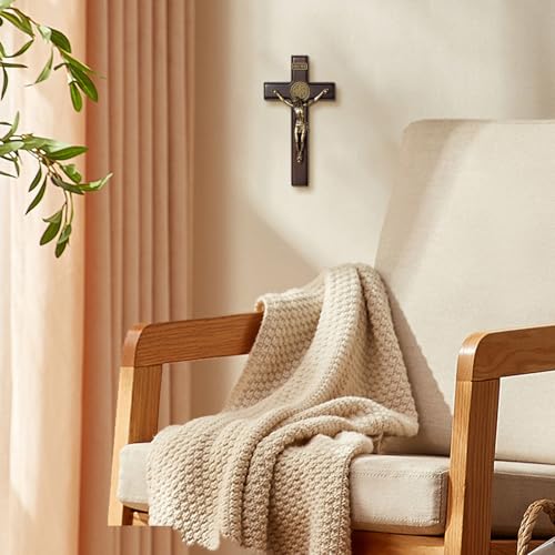 KUXBET Crucifix Wall Cross with Standing, 5inch Jesus Catholic Wooden Cross - color: Small Tabletop
