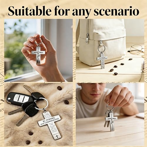 Cross Keychain for Men Women Teens, Christian Bible Verse Jesus Keychain, Religious Inspirational Scripture Accessories for Baptism First Communion Birthday Graduation